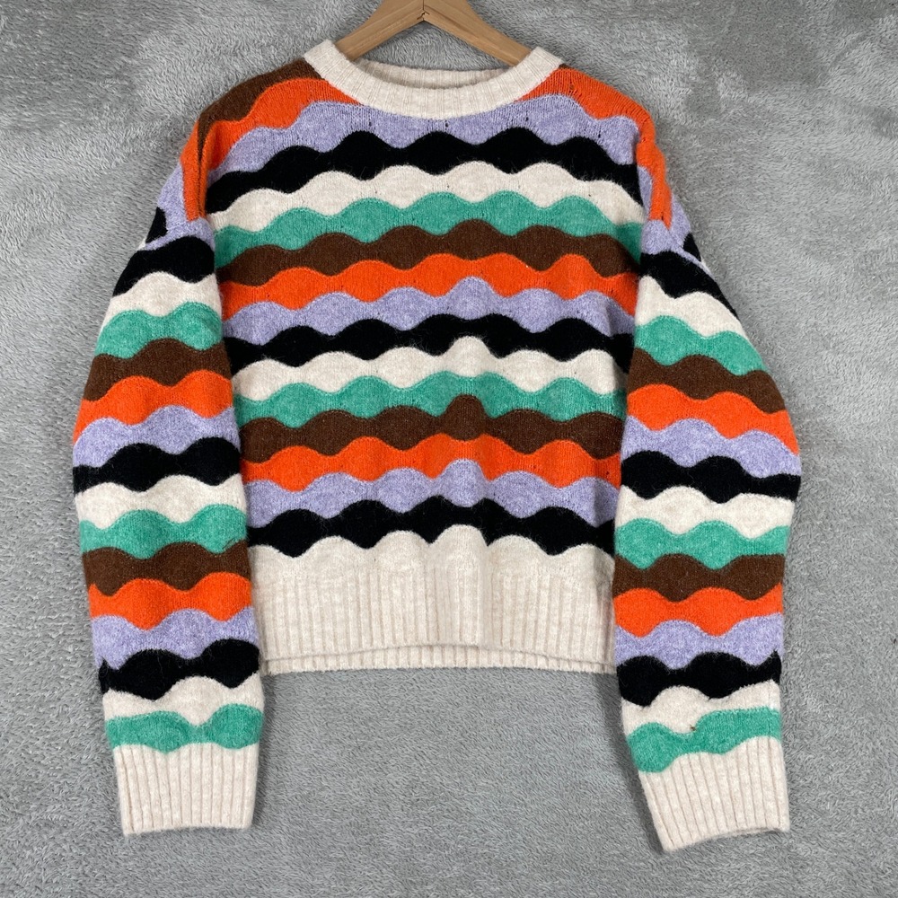 Suncoo Paris Sweater Womens Small T1‎ Striped Knit Wave Colorfull
